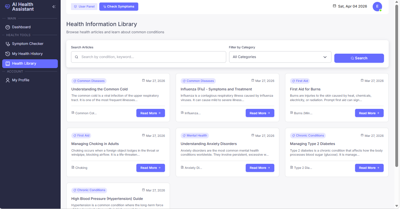 AI health Assist Landing Page